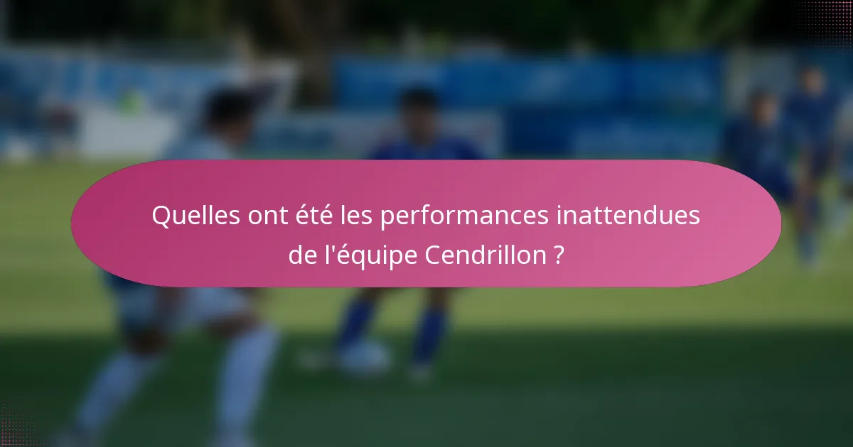 Quelles ont été les performances inattendues de l'équipe Cendrillon ?