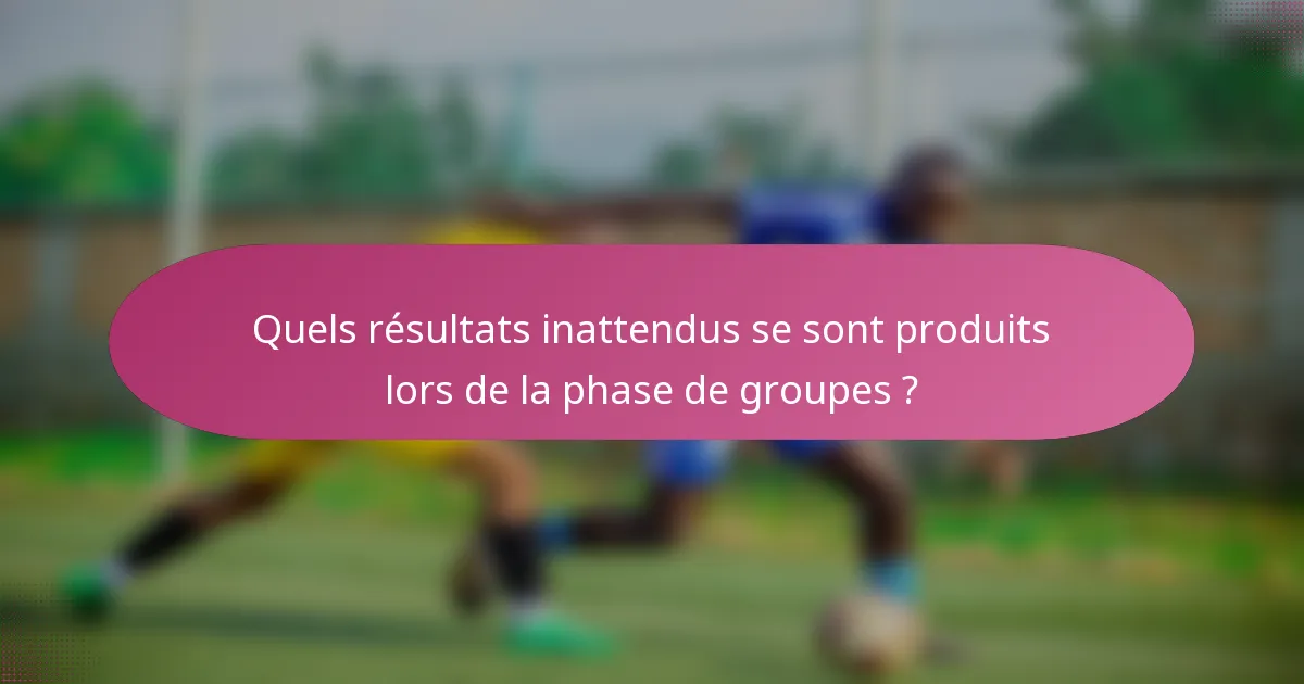 Quels résultats inattendus se sont produits lors de la phase de groupes ?